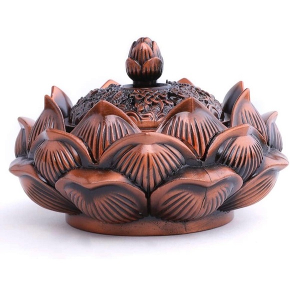 Cast Lotus Tibetan Incense/Candle Holder - Picture 5 of 14